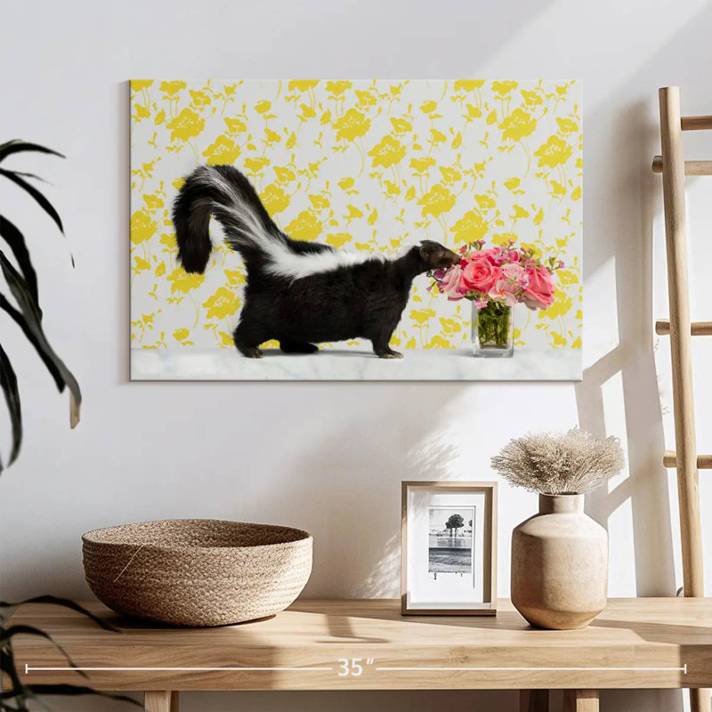 Skunk And Roses, 16" H x 24" W