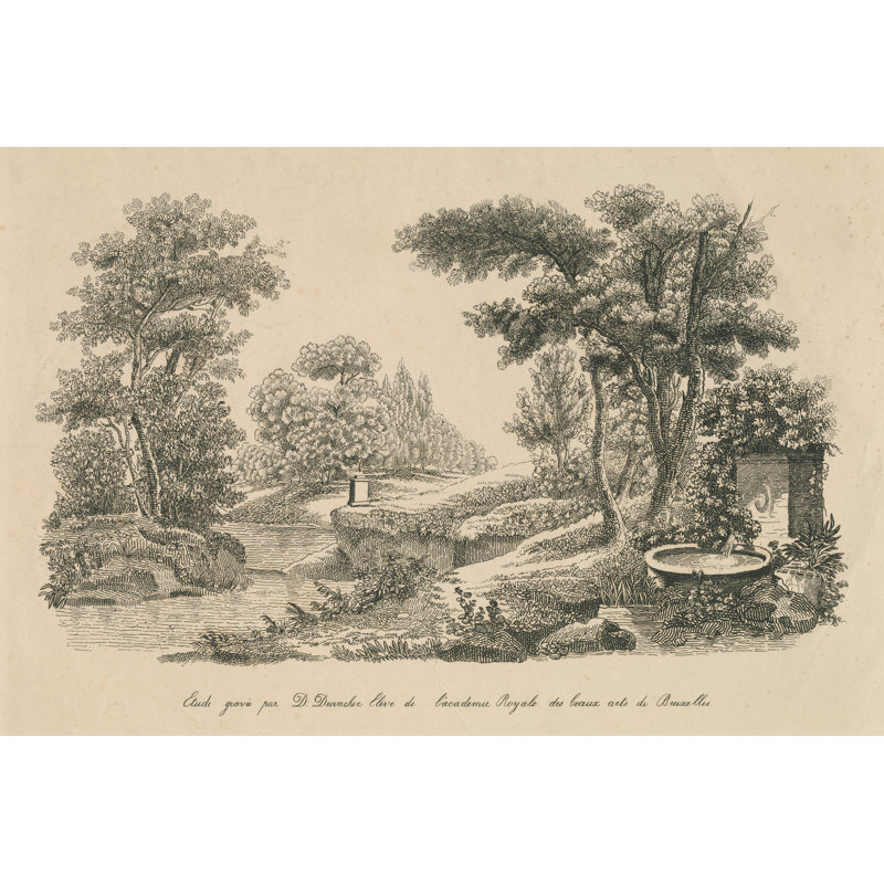 French Park Etching III by Wild Apple Portfolio - Wrapped Canvas Art Prints, 81cm H x 122cm W x 3.8cm D