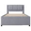 Lit plateforme double en tissu d'ameublement en lin avec lit gigogne-1739313882