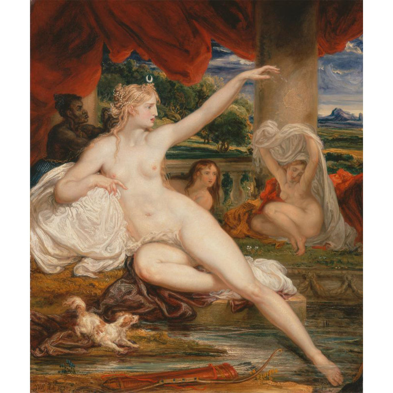 "Diana at the Bath" par James Ward - Art mural sur toile tendue avec châssis, H 18 po x l 14 po