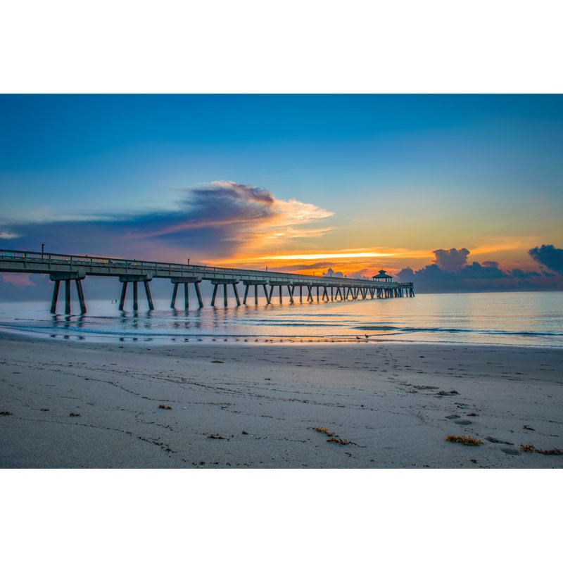 Deerfield Pier At Sunrise by Kruck20 - Wrapped Canvas Print, 20cm H x 30cm W