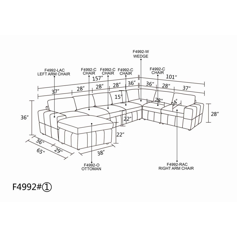 Eszti Microfiber 8-Piece 157" L-Shape Upholstered Sectional