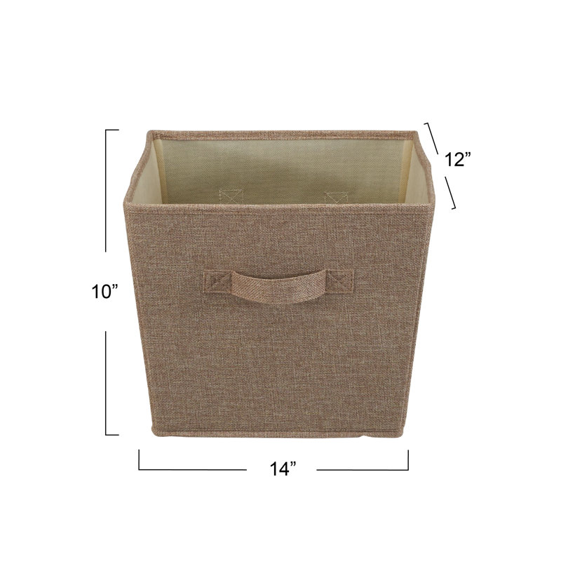 Medium Poly Linen Fabric Storage Bins with Wire Framing, Brown