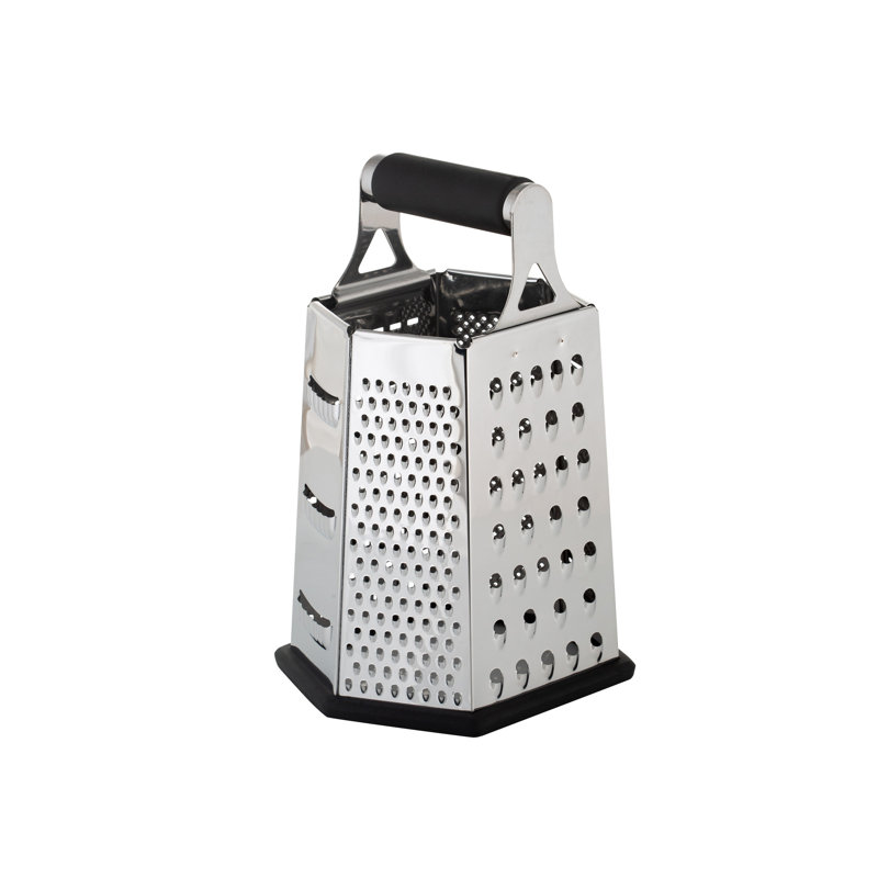 Kitchen Details 6 Sided Box Grater Stainless Steel Cheese Grater Black Color | Premium Grip Handle | Non-Slip Base | 9 Inch Professional Kitchen Grater