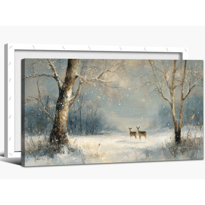 Grand paysage d'hiver - art mural sur toile scène d'hiver, photos de Noël naturelles pour le salon, peinture d'arbre d'hiver pour la décoration intérieure, impressions sur toile tendue avec cadre, 24 po x 48 po