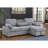 Mackenzie 91"W Light Gray Chenille Fabric Reversible Sleeper Sectional with Storage Chaise, Drop-Down Table, Cup Holders and Charging Ports-1415053913