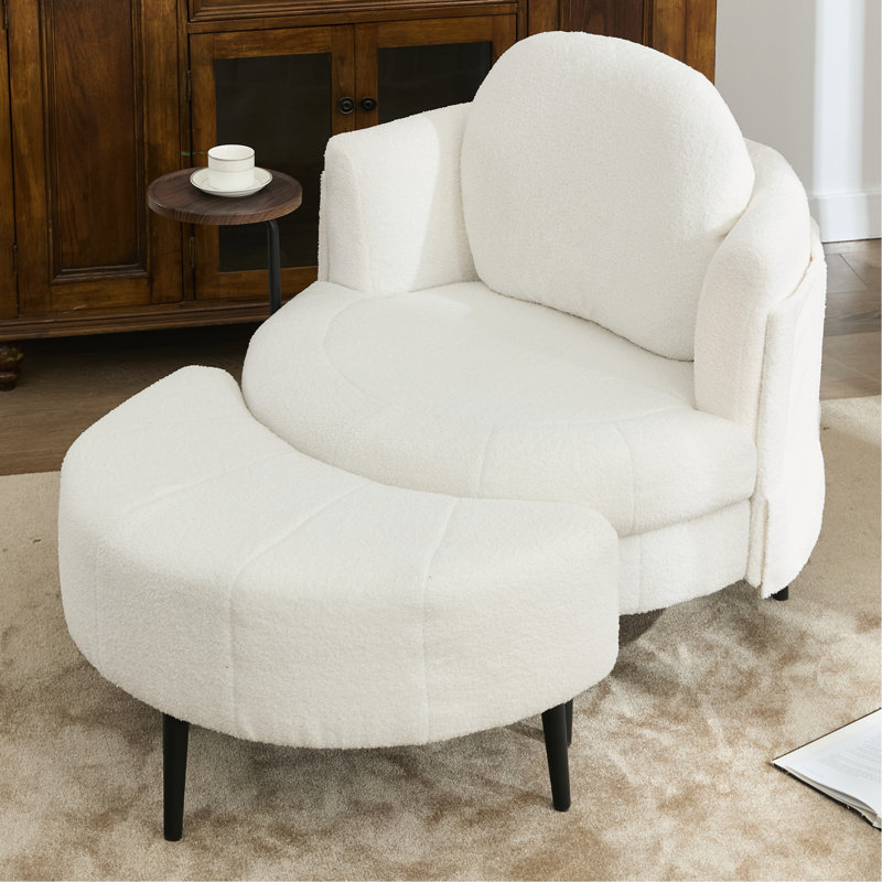 Chaise d'appoint, chaise simple avec repose-pieds, chaise rembourrée pour le salon, Blanc