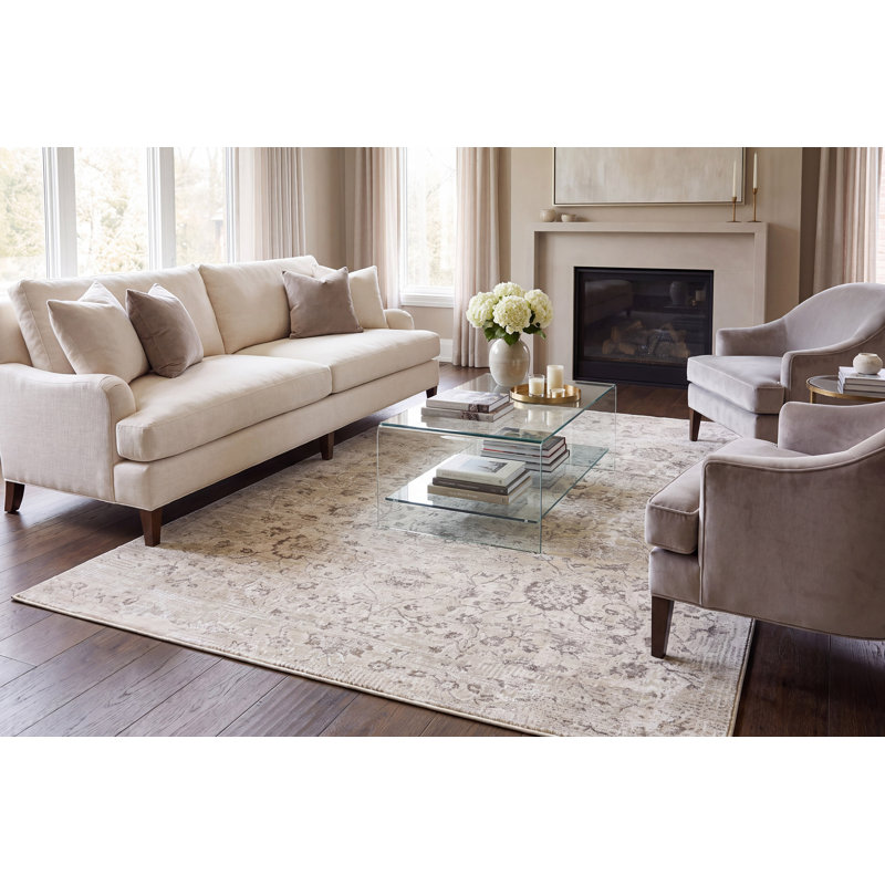 Hayaa Viscose Floral Indoor Rug, Rectangle 9'2" x 12'