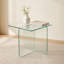 Table d'appoint moderne carrée en verre trempé, table de bout minimaliste avec base en verre croisé-1990438740