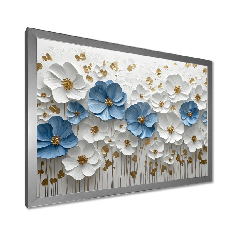 Ikramudeen II - Floral Wall Art, H 12 po x l 20 po, Reproduction encadrée d'une seule photo, Argent argent