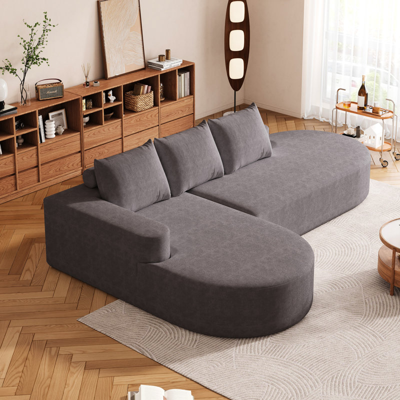 Canapé modulaire en L 108,5 po Chenille, Grey, Left Hand Facing