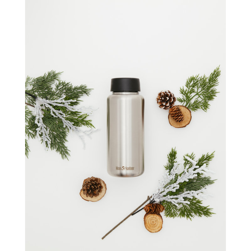 Klean Kanteen Stainless Steel Water Bottle, Brushed Steel, 40 Oz