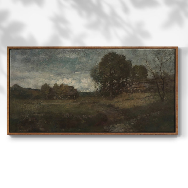 Paysage, série DLZXII, galerie encadrée, prête à être accrochée, Noyer, H 21 po x l 41 po