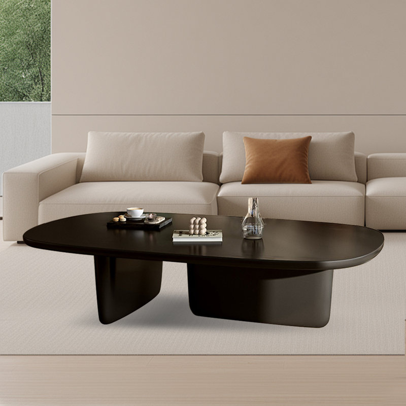 Table basse moderne et simple en bois massif Table basse originale en bois personnalisée pour le salon, Noir