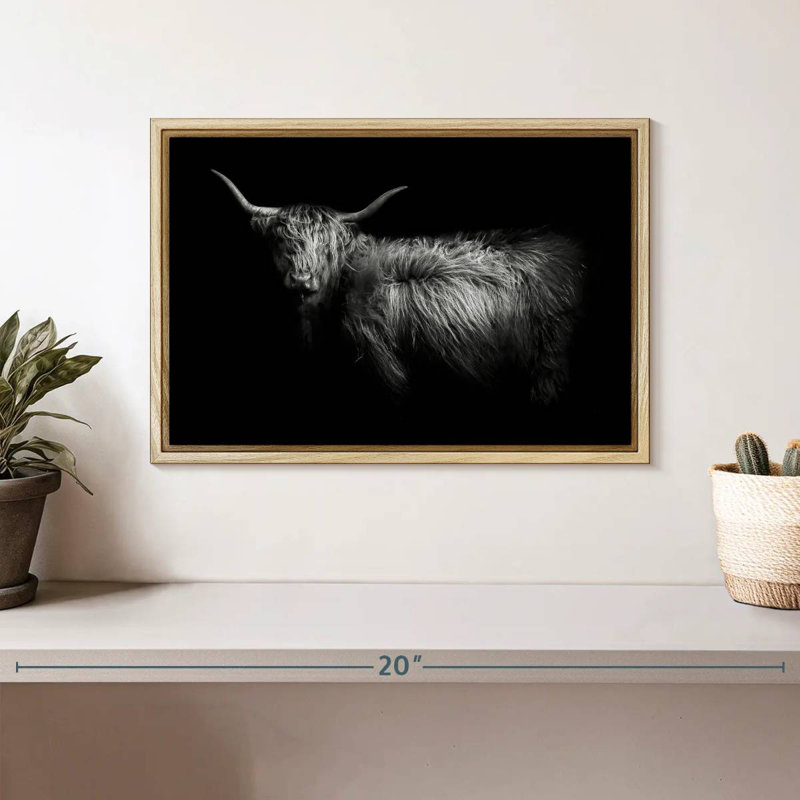 Hello Highland Cow, Cadre flottant en bois naturel, 13 po x 9 po