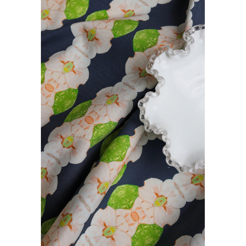 Flowering Dogwoods Square Pillow Cover & Insert, 22"H x 22"W, Navy Floral