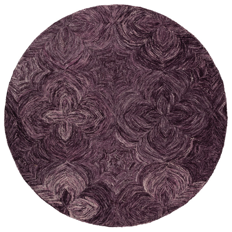 Tapis abstrait en laine / coton touffeté à la main Ruthye, Rond 6 pi