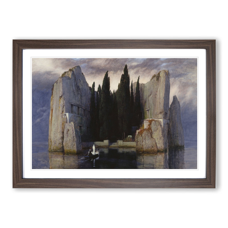 The Isle of the Dead Vol.2 by Arnold Bocklin - Picture Frame Painting, 27cm H x 36cm W x 2cm D, Walnut