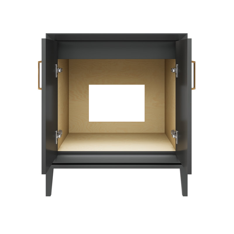 Meuble-lavabo simple Alexandra, Noir cassé, Or satiné, 30"