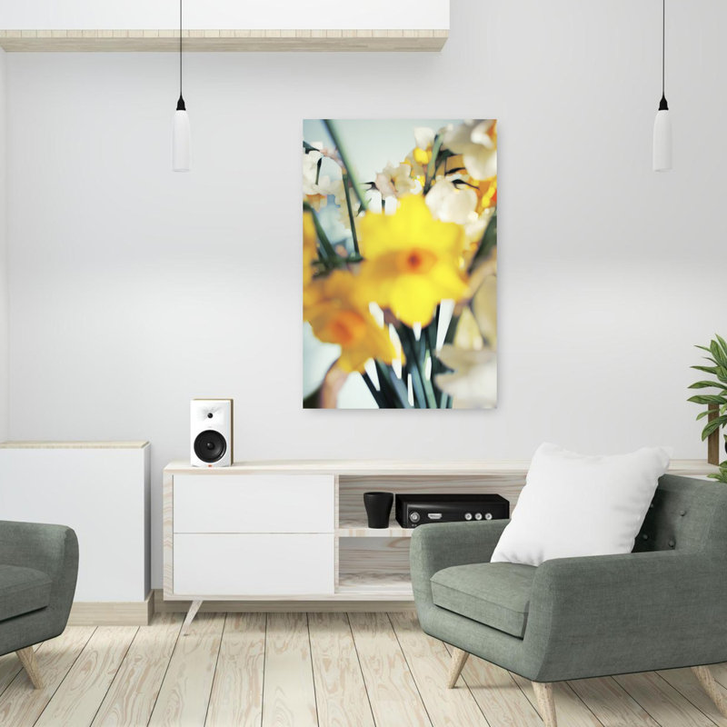 Art contemporain avec art floral, H 36 po x l 24 po