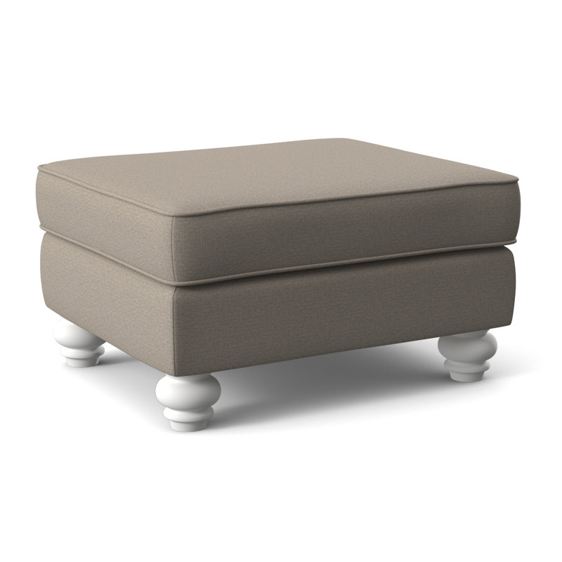 Lowell Upholstered Ottoman, Frost White Finish, Beige Performance Fabric; 0851-73