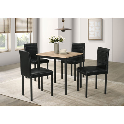 Wilmary 5-Piece Space Saving Rectangular Dining Table Greige Oak