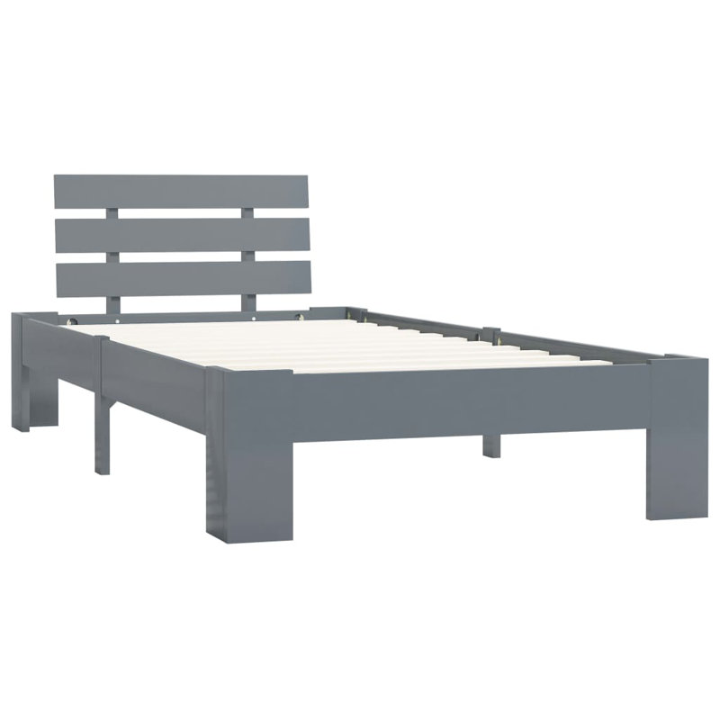 vidaXL Bed Frame Solid Pine Wood, European Single (95 x 200 cm), Grey