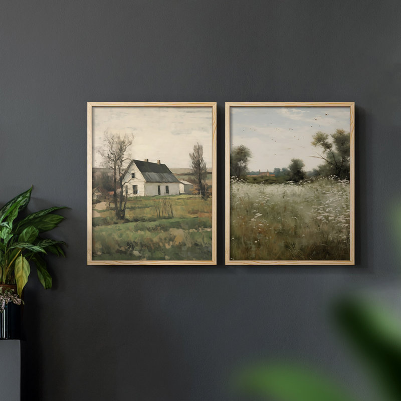 «Vintage Landscape IX», impression giclée sur cadre - ensemble de 2, Naturel, H 23 po x l 58 po