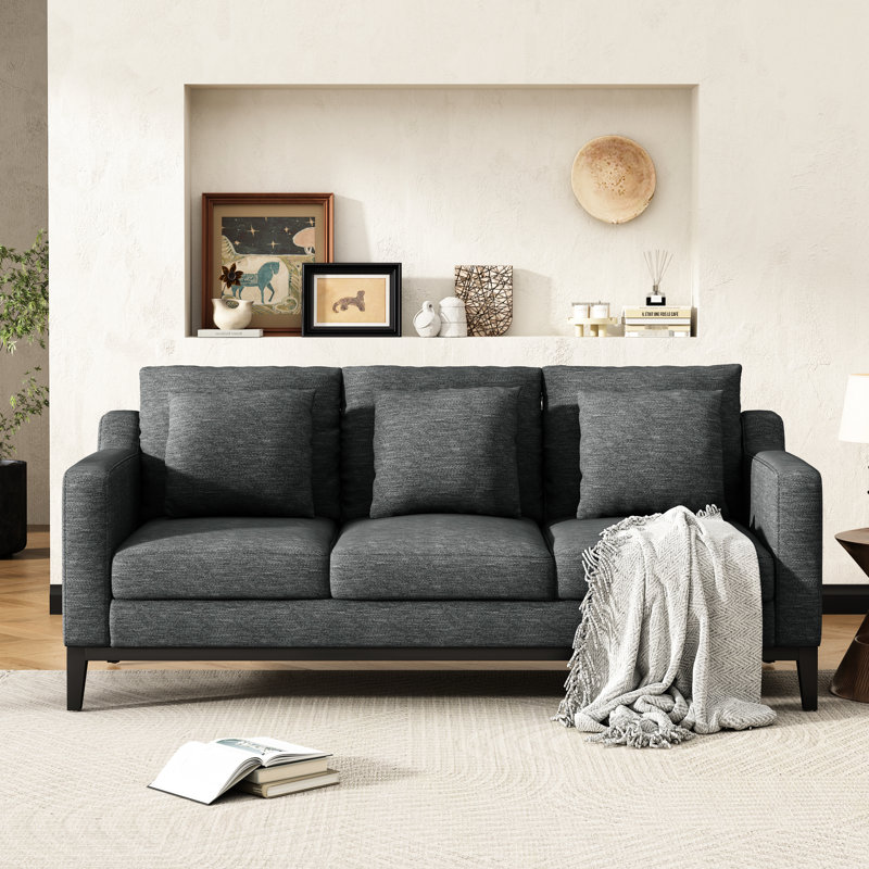 3 avec revêtement gris anthracite et pieds en bois, Gris anthracite