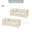 Canapés Chesterfield en velours de luxe, beige, glam moderne pour le salon