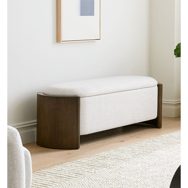 Repose-pieds en lin massif, 17.72" H x 47.24" W x 17.72" D