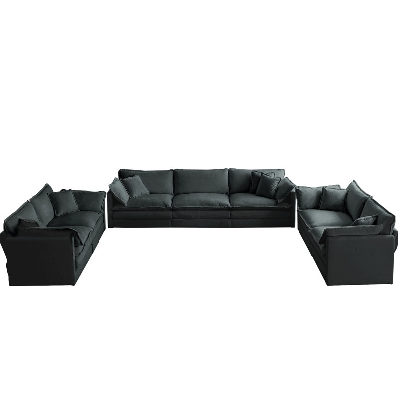 3 pièces - Canapé surdimensionné en chenille grise pour le salon avec 2 canapés 2, 1 et 3, structure en éponge haute Pièce: canapés confortables X 1, bois massif
