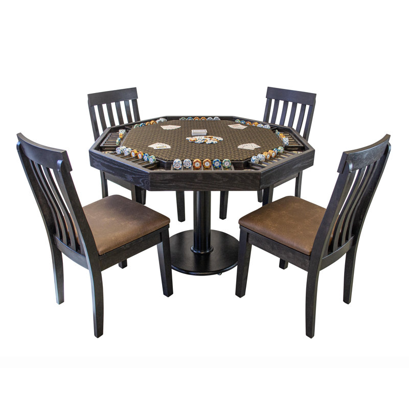 Mocha Oak 48'' Octagonal Poker Table with Cup Holders