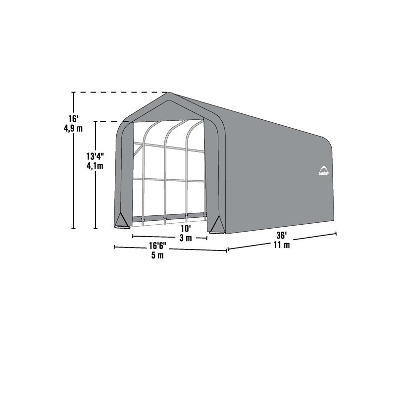 Sheltercoat 16 X 36 Ft. Garage Peak Green Std, Green