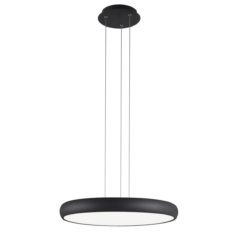 1 - Light LED Drum Pendant, Black
