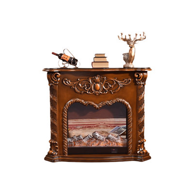Walnut Solid Wood Electric Fireplace