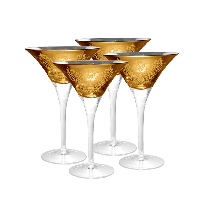 8 oz Cudahy Ensemble de verres à martini, Doré