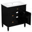 Meuble-lavabo de 30 po avec lavabo simple, structure en bois massif, planches, noir, un tiroir rabattable, deux tiroirs, une tablette réglable, beaucoup de rangement et de style, facile à assembler