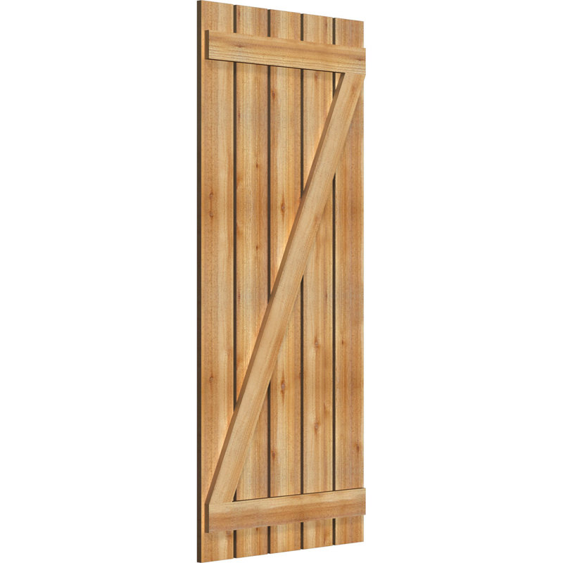 Volets espacés de 5 3/8 po avec barre en Z, cèdre rouge de l'Ouest TimberCraft (par paire), 28 7/8 po, 66 po