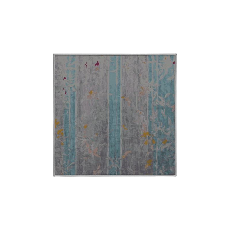 Machine Washable Gray Area Rug, Square 3'