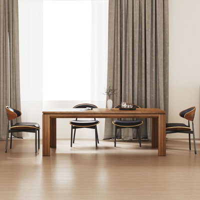 62.99" Rectangular Solid Wood Dining Table