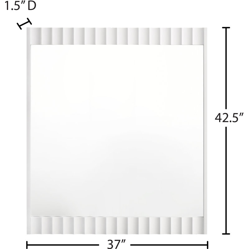 Mihai Wood Flat Mirror, White