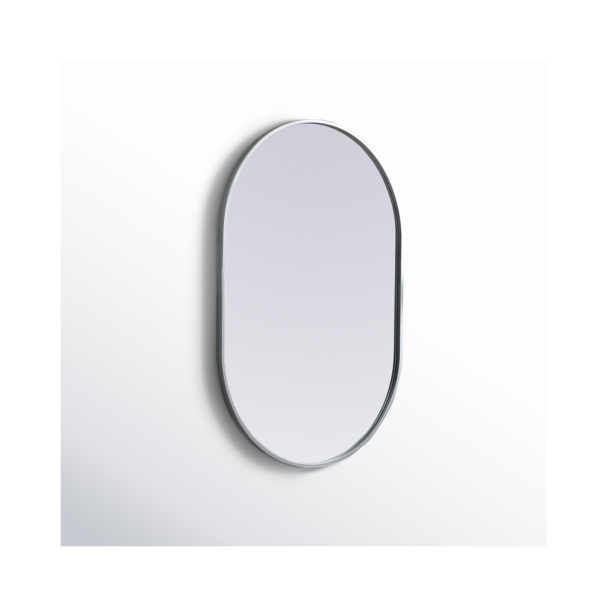 Sabine Metal Pill Wall Mirror, 36" x 24", Silver