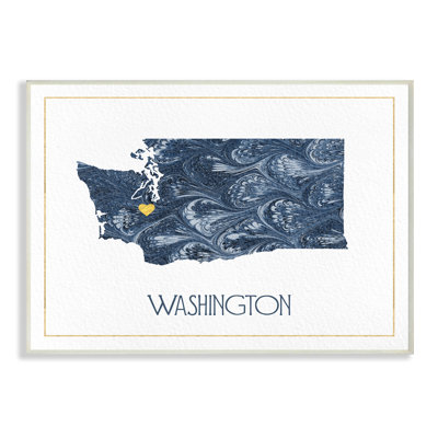 «Washington Minimal Blue Marbré Silhouette» par Daphne Polselli, impression