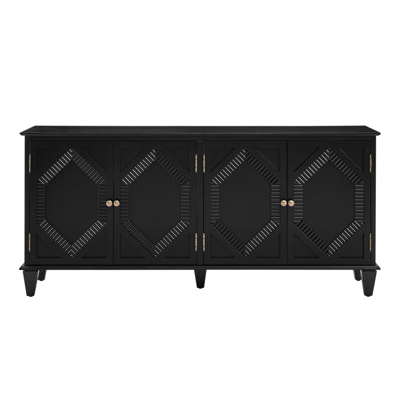 Buffet rétro en bois avec rangement, Noir