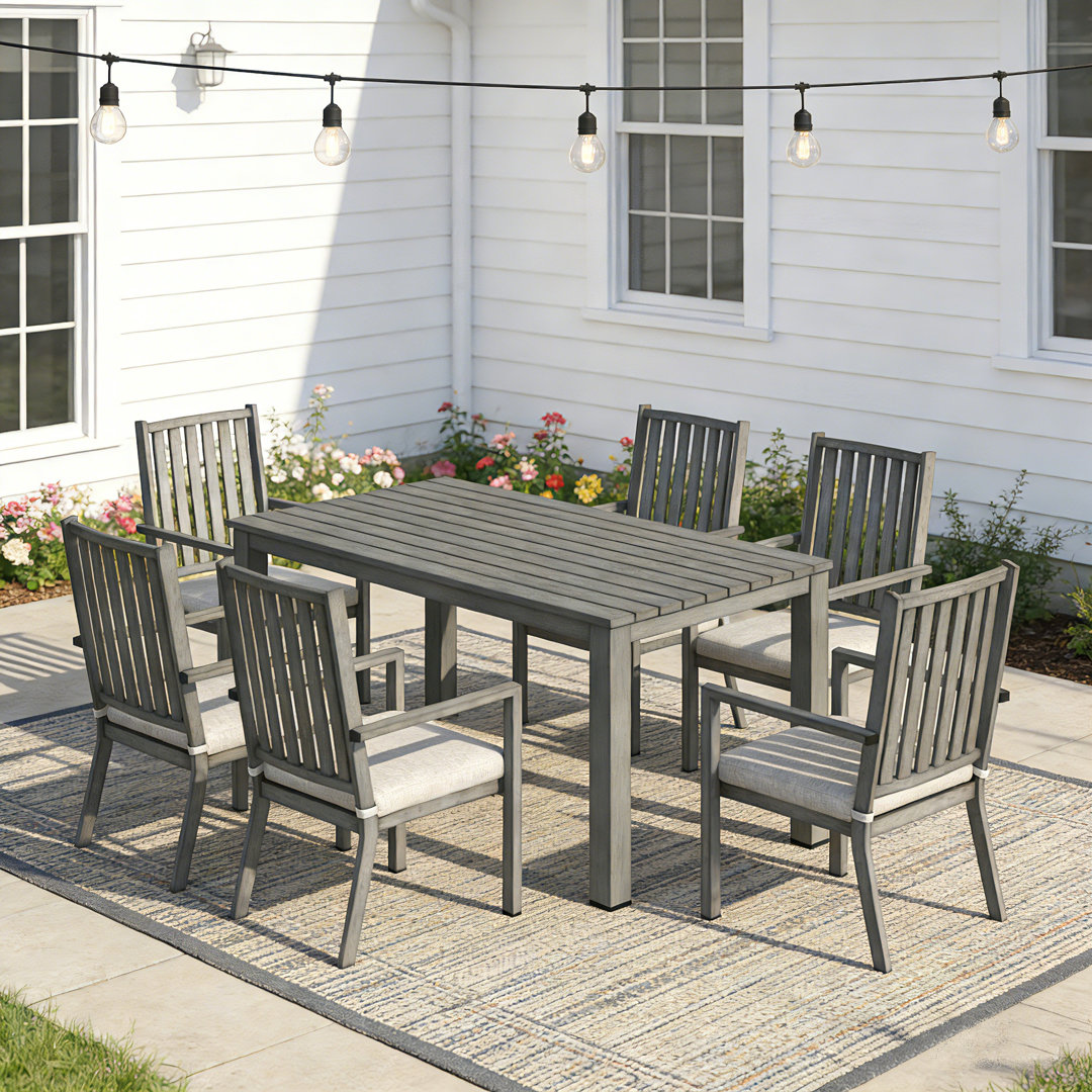 Deidre Aluminum 6 - Person Rectangular Outdoor Dining Set with Cushions Wildon Home®