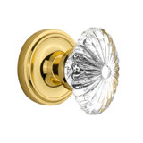 Crystal Fluted Oval Interior Mortise Door Knob with Classic Rosette