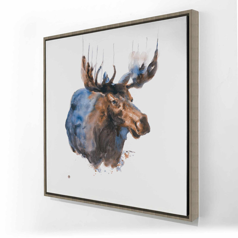 «Abstract Blue Moose - Deer Holidays», art sur toile encadré