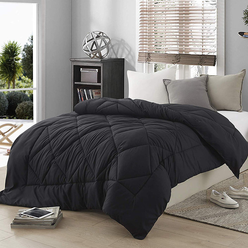  Édredon réversible surdimensionné en microfibre, Édredon double, Noir uni