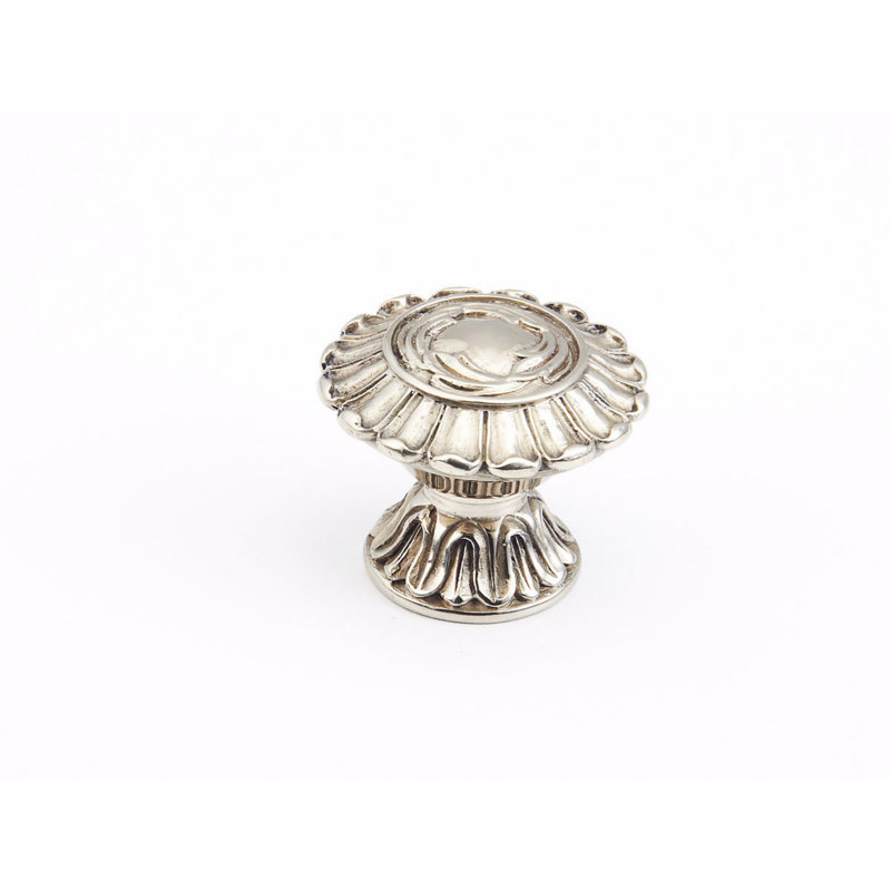 French Round Knob, White Brass
